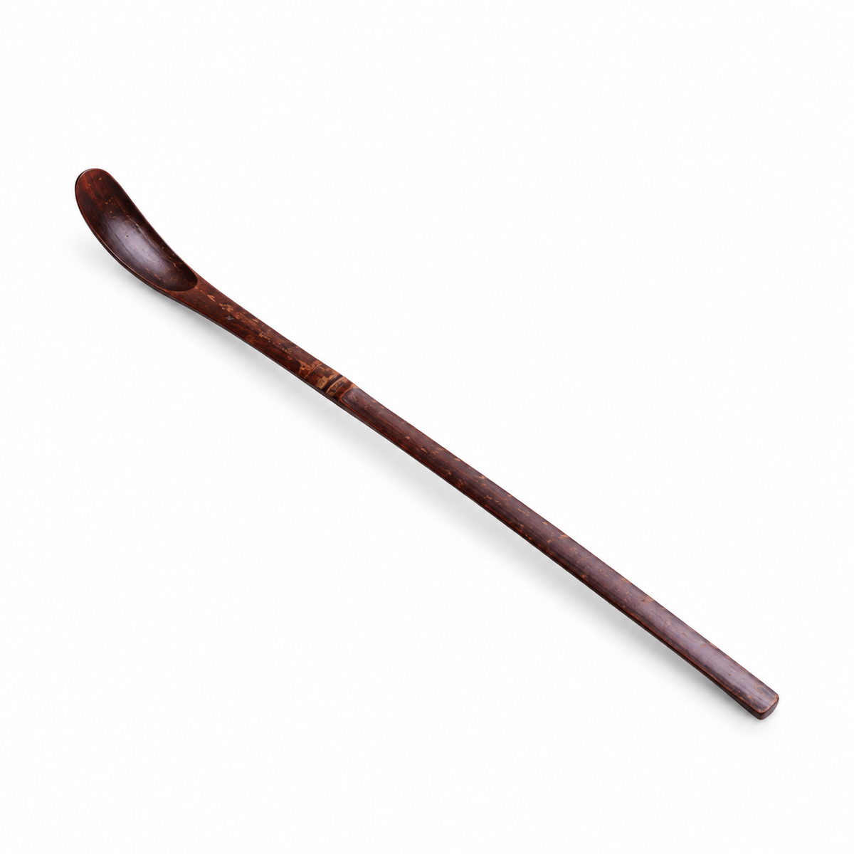 Wooden matcha scoop on a white background