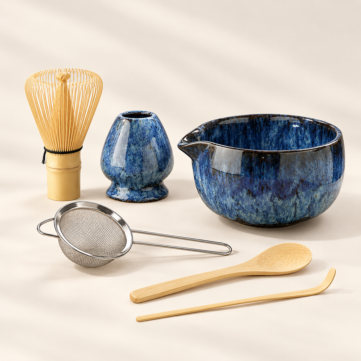 Glaze six-piece matcha set in Indigo Blue