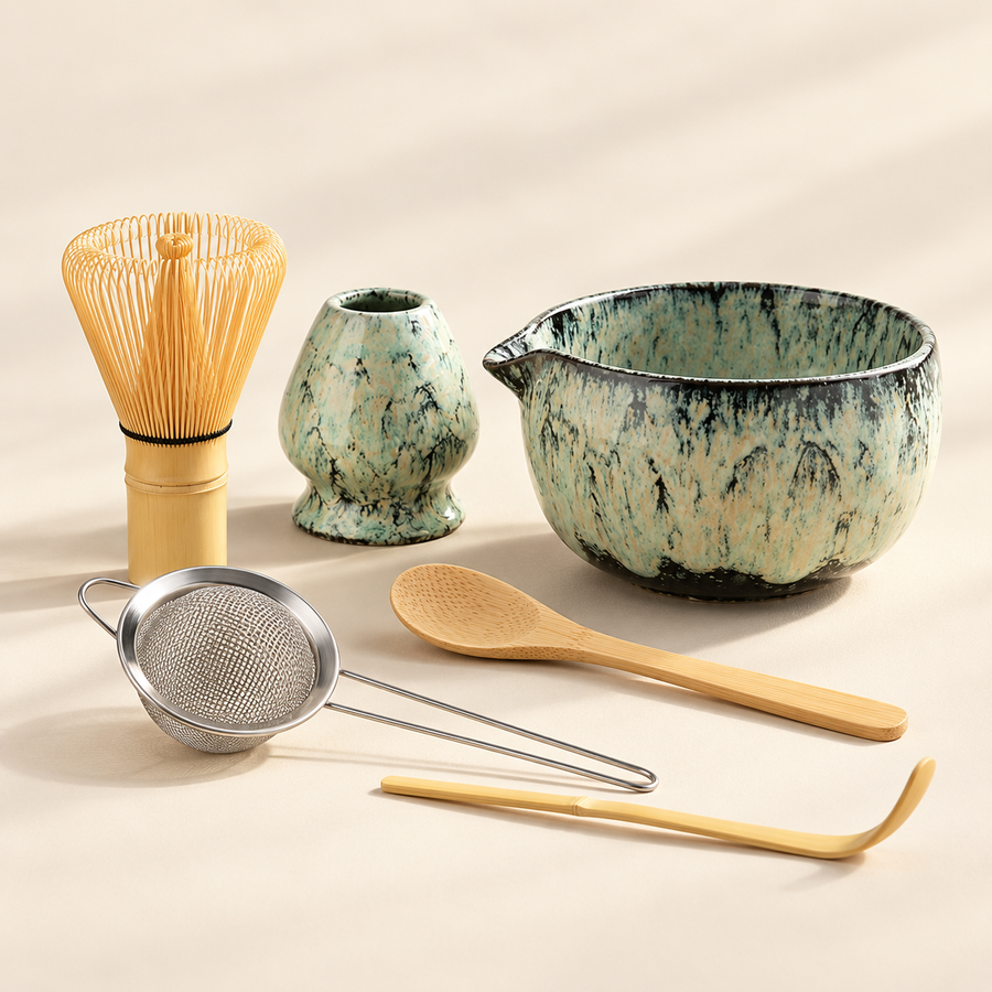 Glaze six-piece matcha set in Mist Green