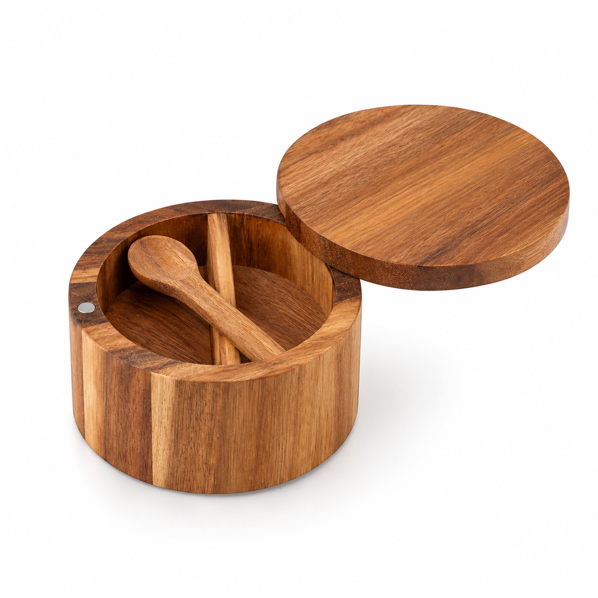 Table Pinch Two-Compartment Swivel Salt Cellar: on a white background