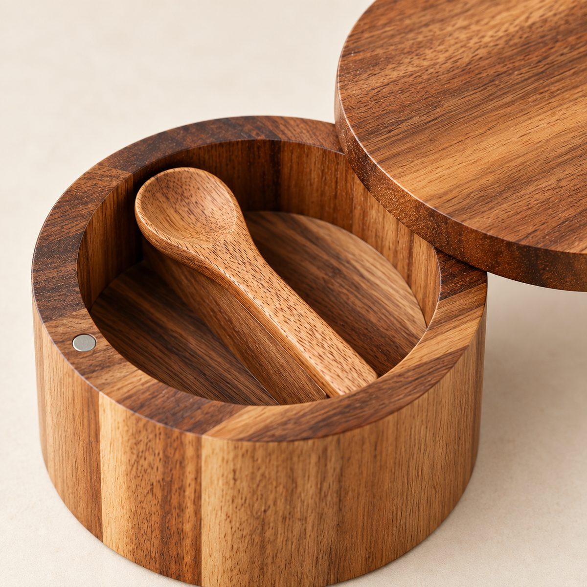 Table Pinch Two-Compartment Swivel Salt Cellar: close-up detail