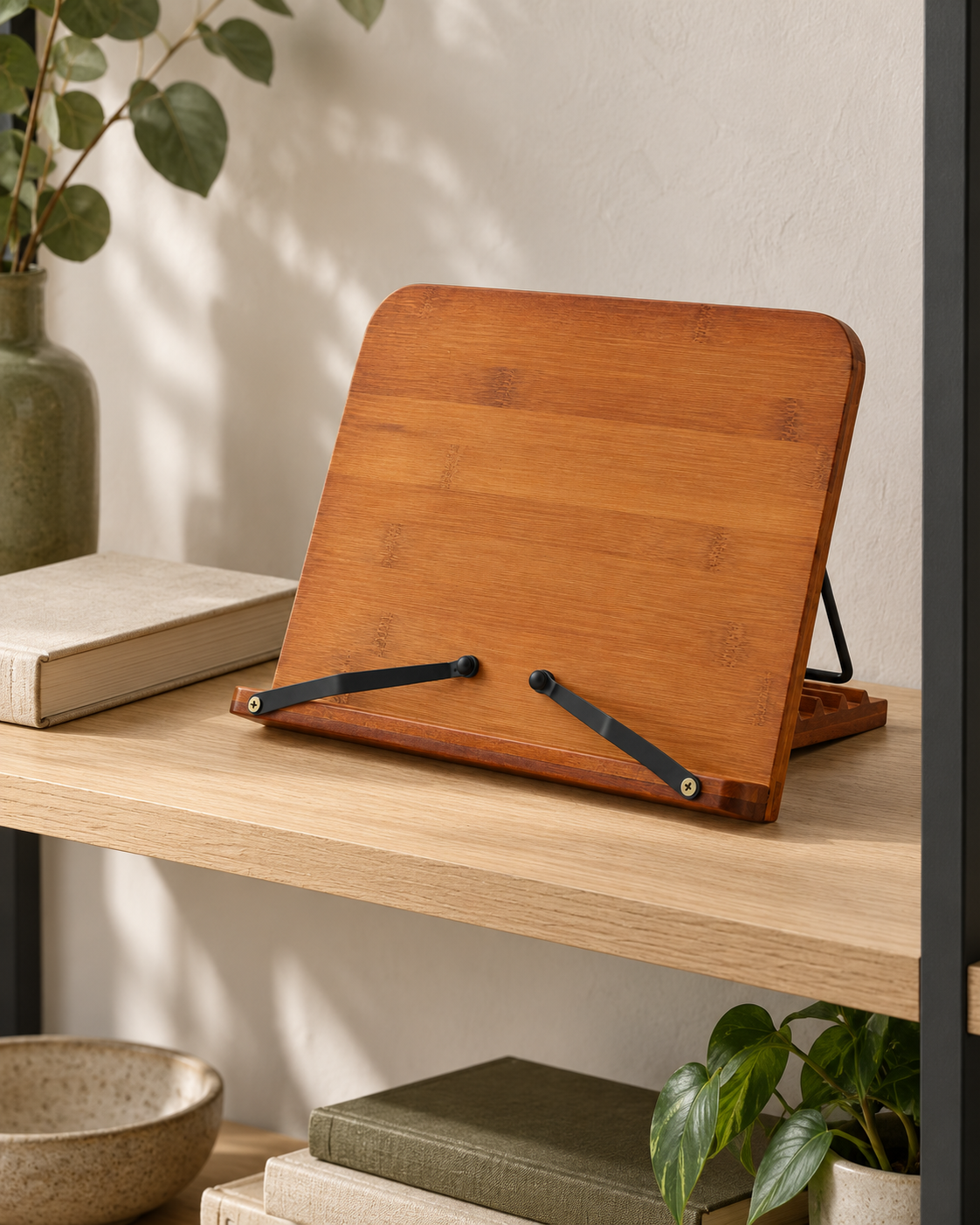 Reading Rest - Compact Bamboo Stand: in a shop setting