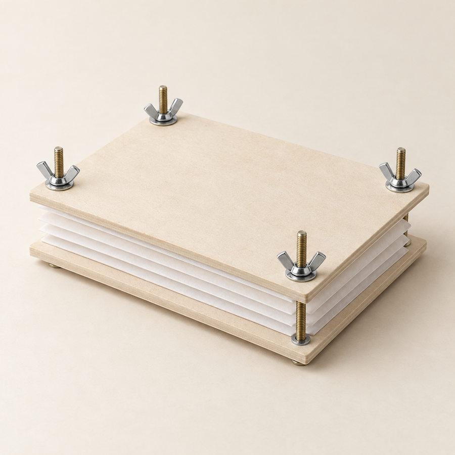 Pressed Walk Flower Press - Natural Board: on a cream background
