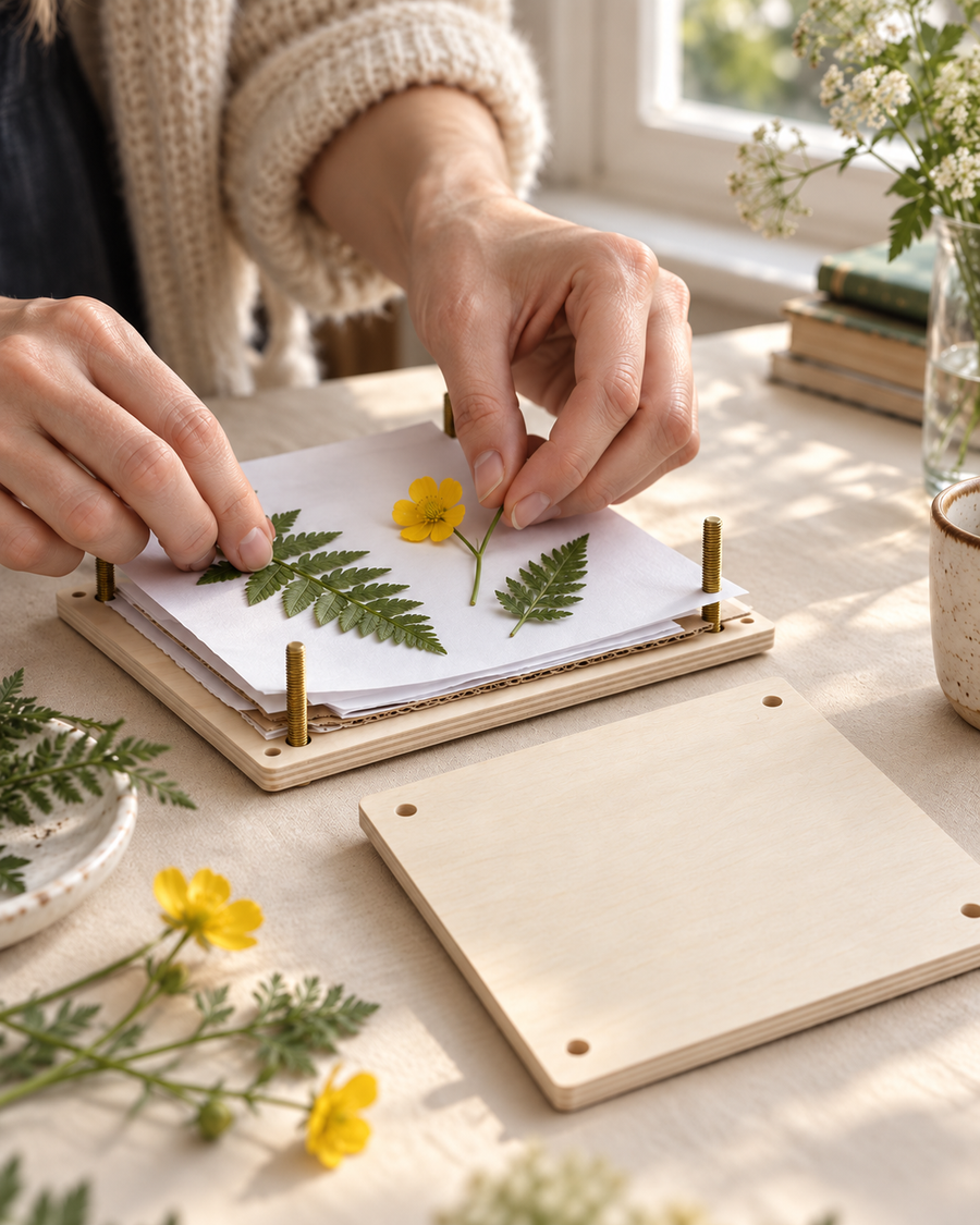 Pressed Walk Flower Press - Natural Board: in use