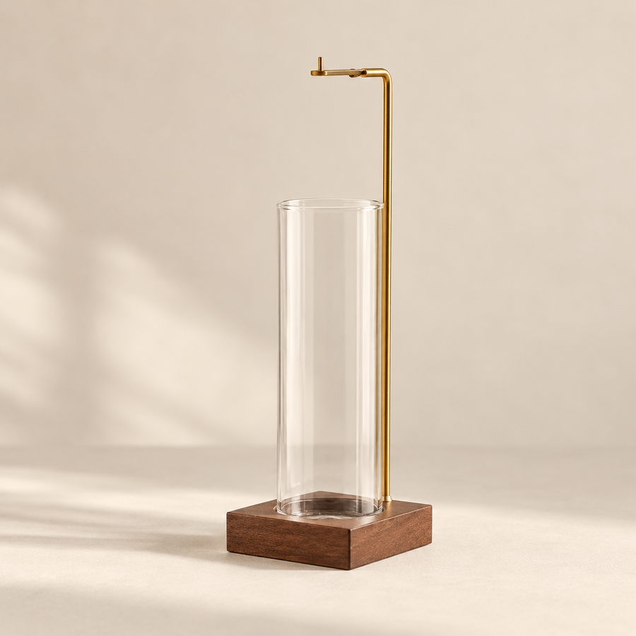 Line & Ember Glass Ash-Catcher Incense Holder: on a cream background