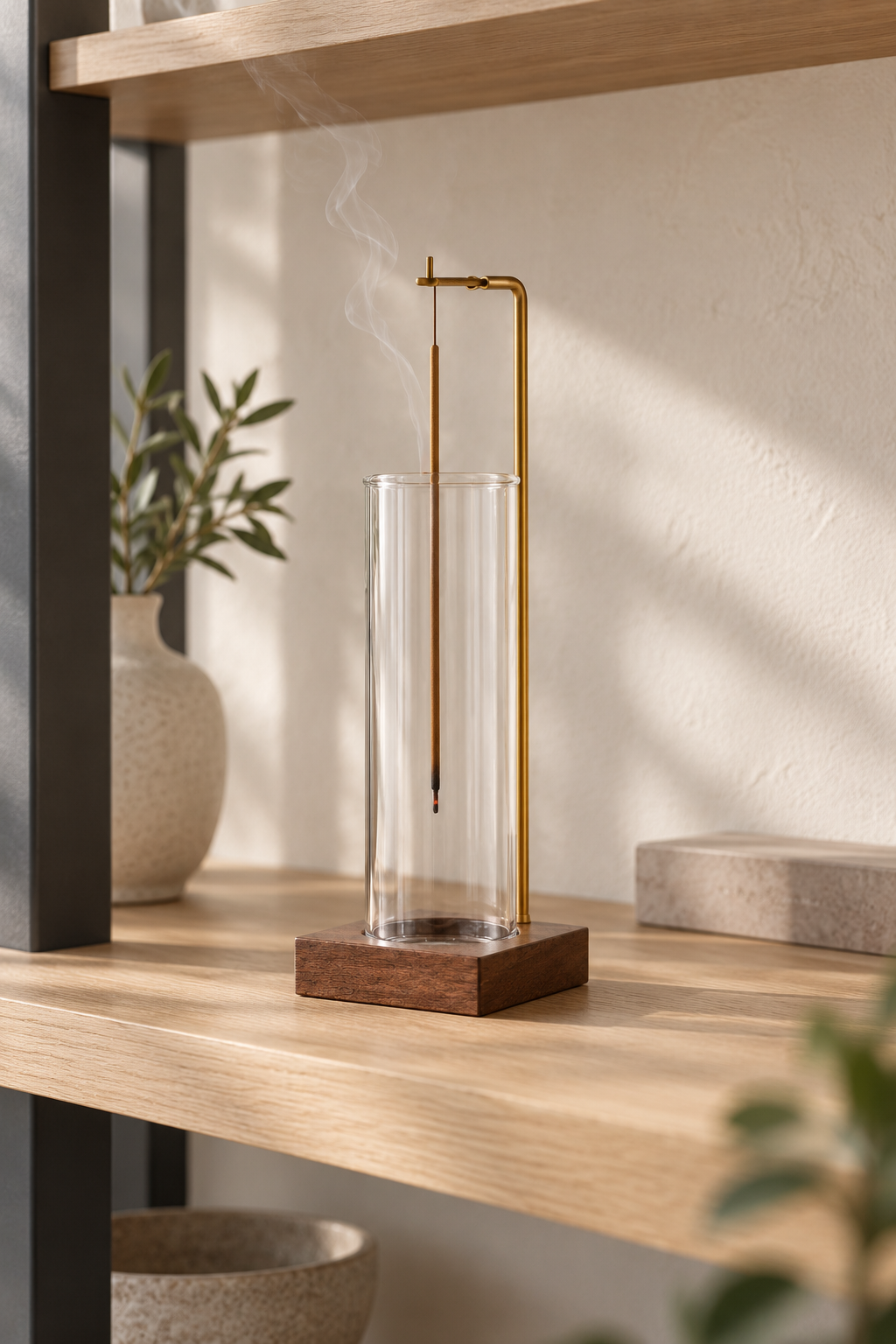 Line & Ember Glass Ash-Catcher Incense Holder: in a shop setting
