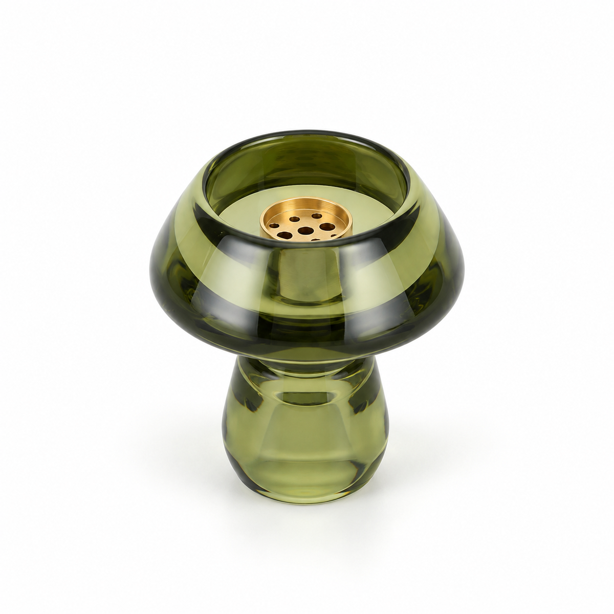 Canopy Glass Incense Holder - Moss Green: on a white background