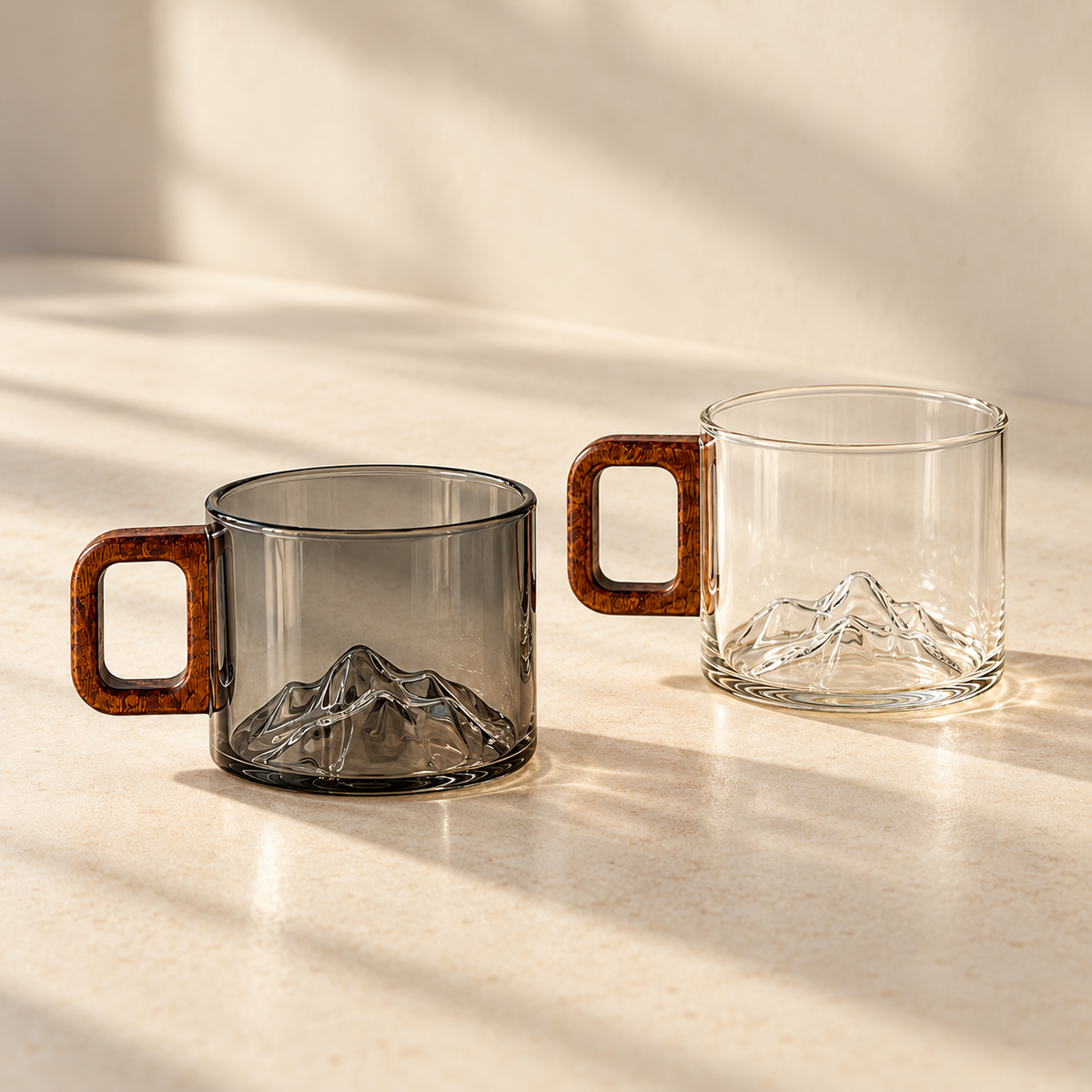 Ridgeline Glass Coffee Cups - Set of Two: product arrangement