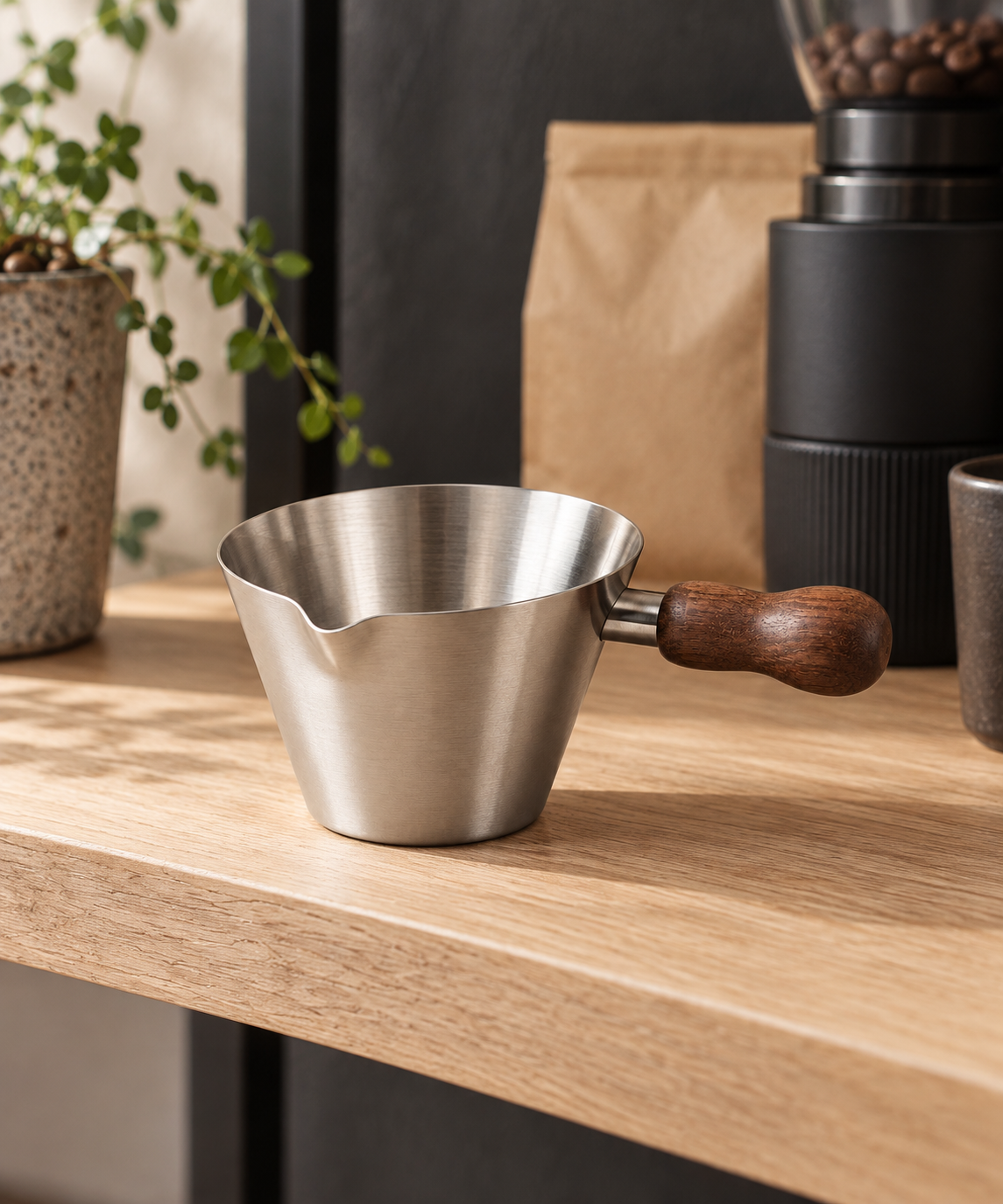 Measure Espresso Dosing Cup - 200 ml: in a shop setting