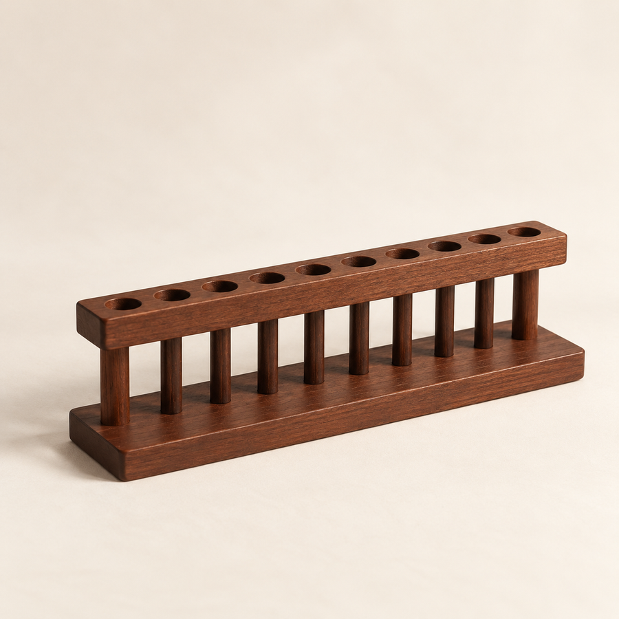 Order Pen and Brush Rack - Dark Timber Tone: on a cream background