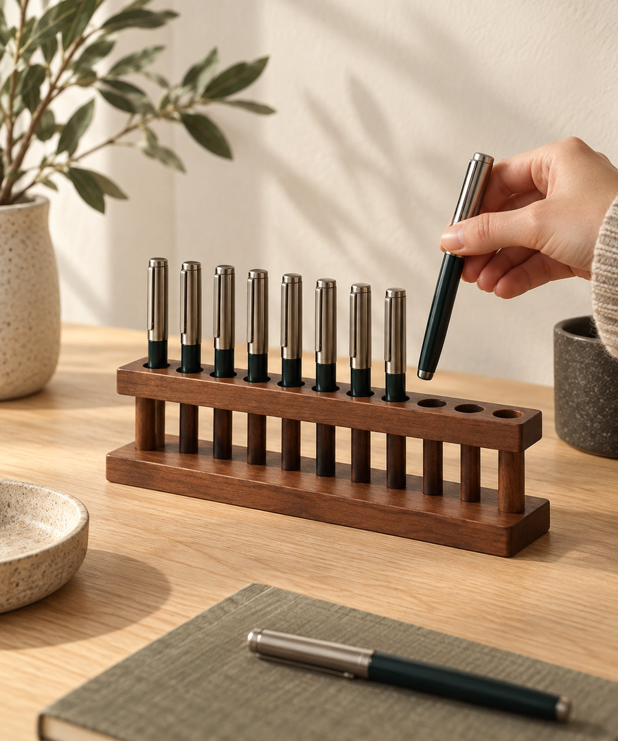 Order Pen and Brush Rack - Dark Timber Tone: in use