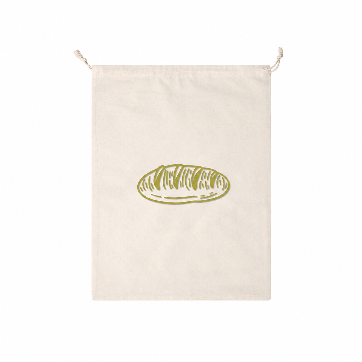 Drawstring bread bag on a white background