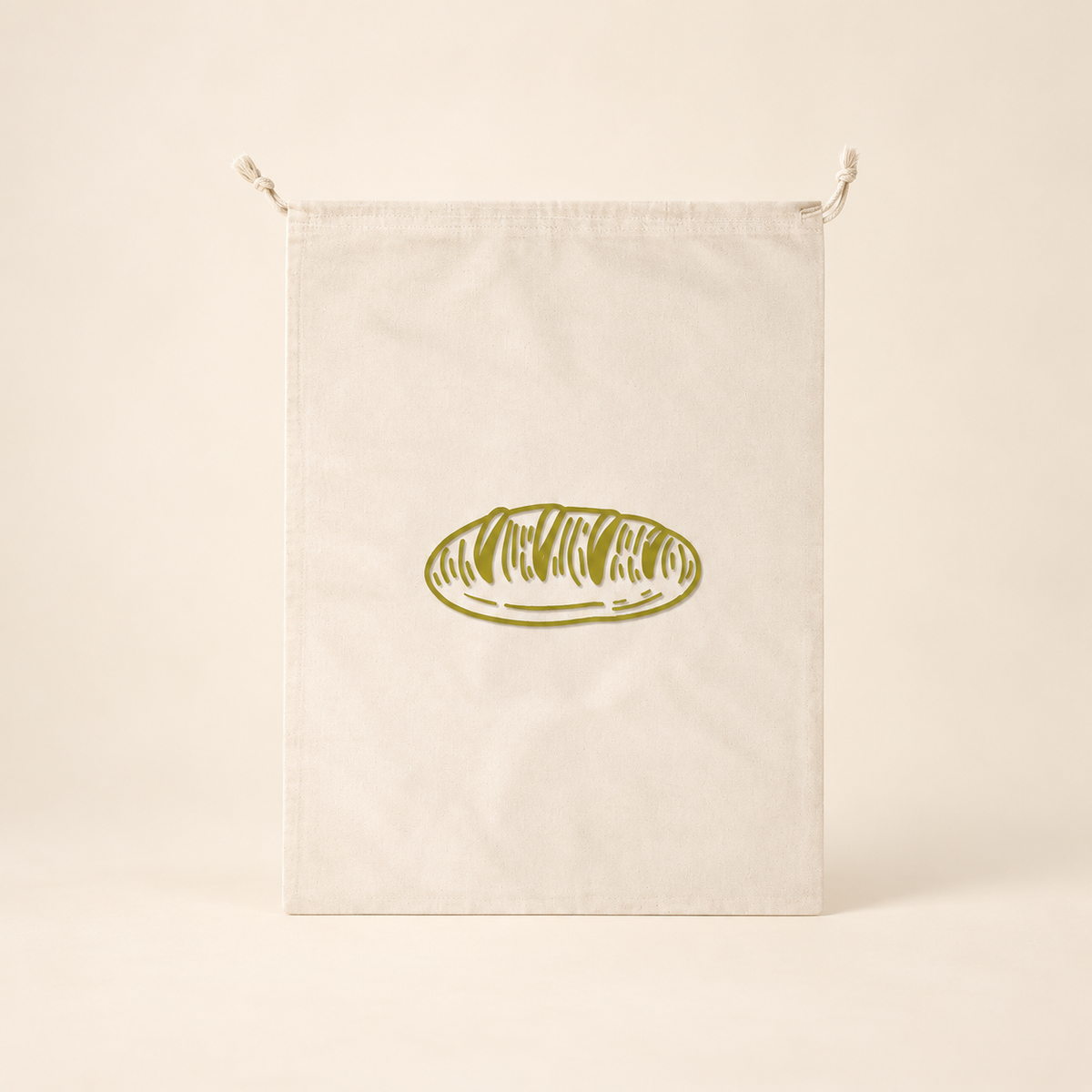 Drawstring bread bag in the cream studio