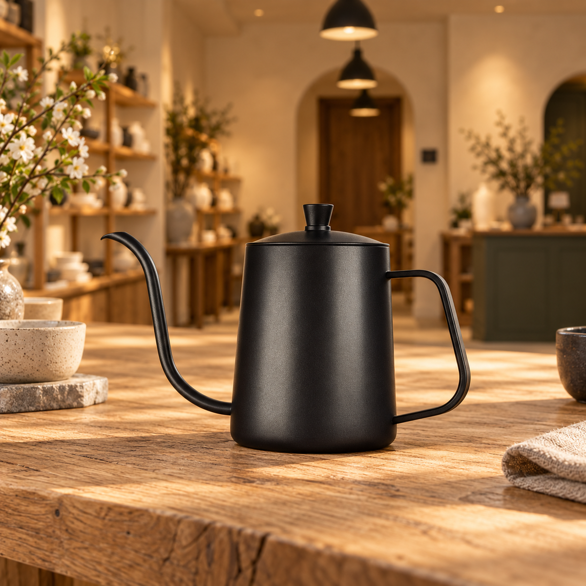 Gooseneck pouring kettle, 600 ml in the IKI shop setting