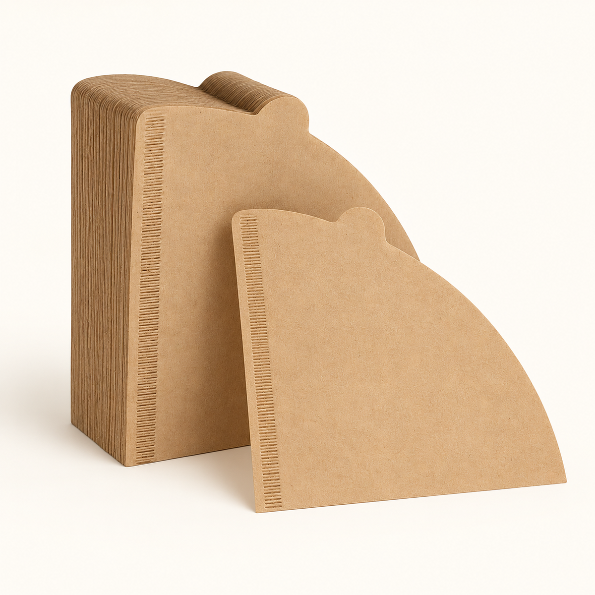 Brown coffee filters, pack of 100, another view and included pieces
