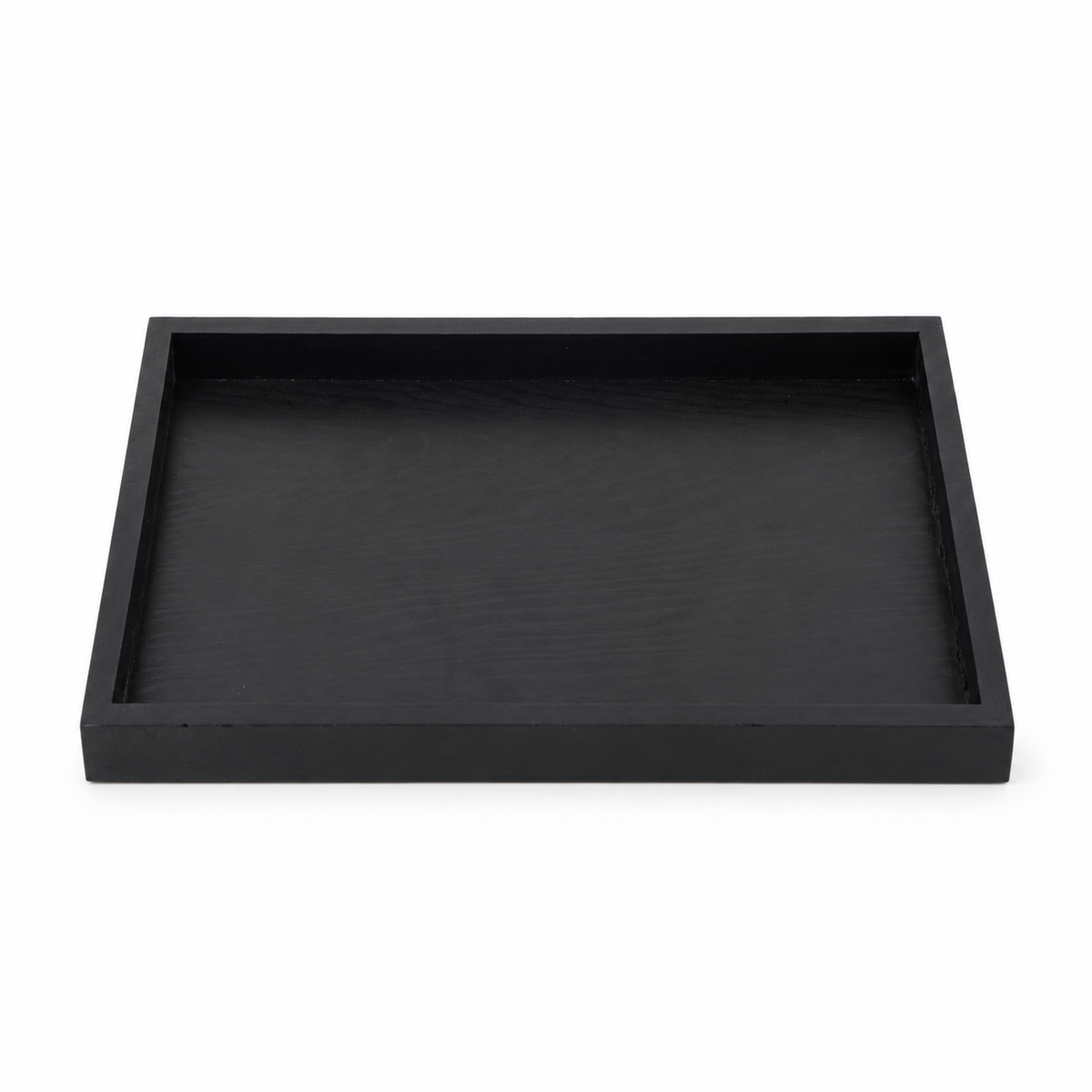 Black wooden serving tray on a white background